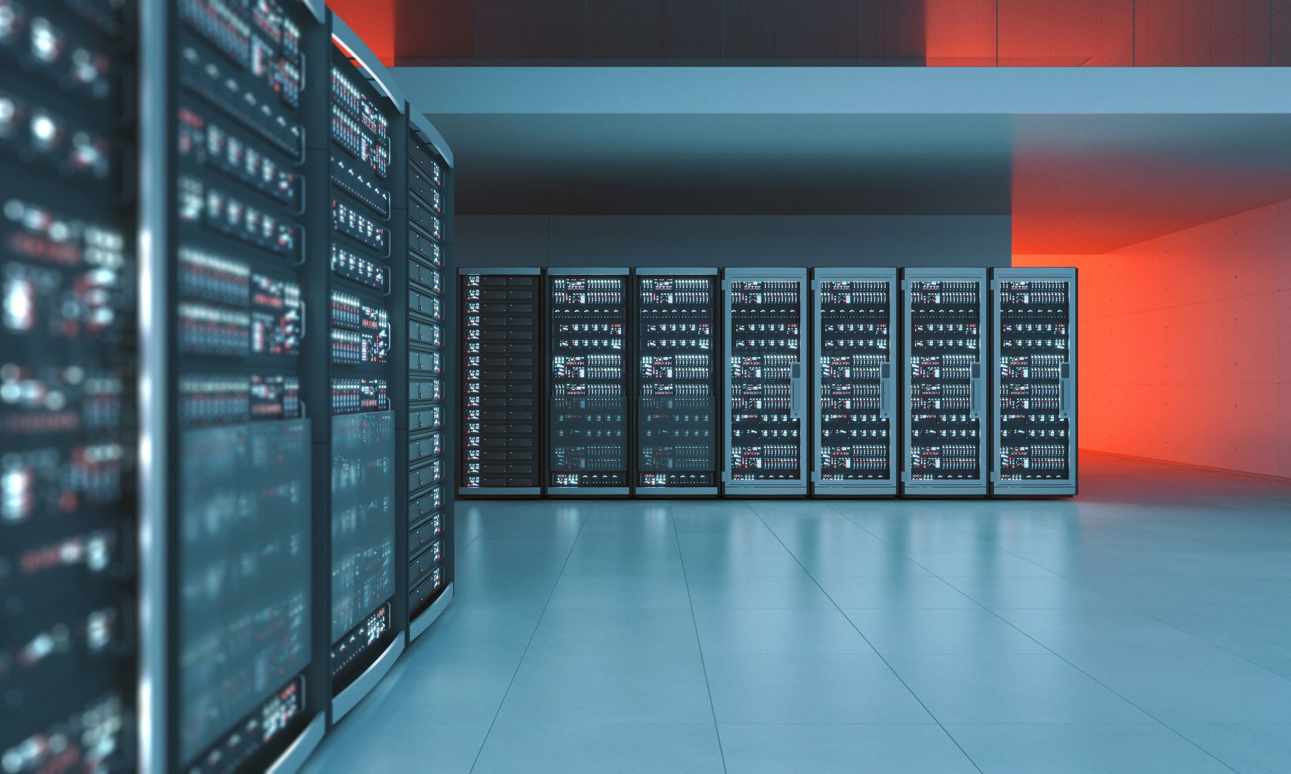 Server racks in a modern data centre